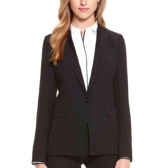 Hugo Boss Juicy 6 Black Wool One Button Blazer Jacket Business Casual Size 10 - Picture 1 of 9